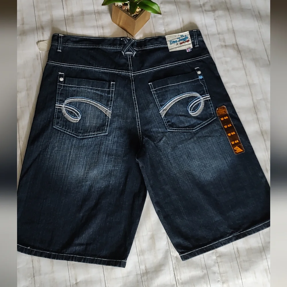 5ive Jungle Jeans Bermuda shorts Embroidery Vintage Streetwear Size 44 New Blue